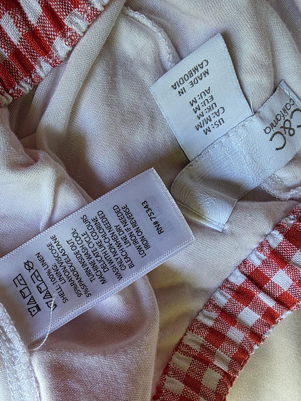 C &C Red and White Gingham Drawstring Skort - Picture 3 of 3